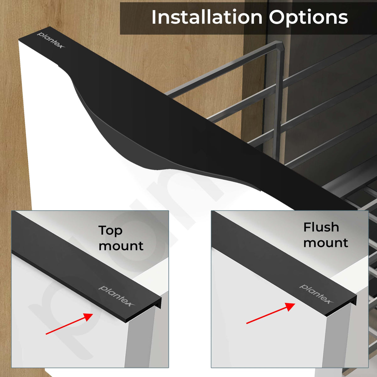 Plantex Profile Handle for Kitchen Cabinet/10 Inch Aluminium Drawer Profile Handle/Wardrobe Pull Handle for Home/Office/Hotel - Pack of 1 (Black) (Model APS-PF-1001)-4