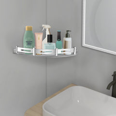 Plantex Bathroom Corner Shelf for Wall Plastic/Unbreakable Corner Stand for Bathroom with Stainless Steel Railings/Bathroom Accessories (9x9 inches, Transparent)-2