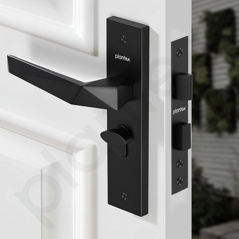 Plantex Heavy-Duty Door Lock Handle Set/6-Lever Lock Mechanism with 3 Years of Warranty/Mortise Lock with 3 Keys, Brass Lock Body & Cylinder - (Z-Black)-5