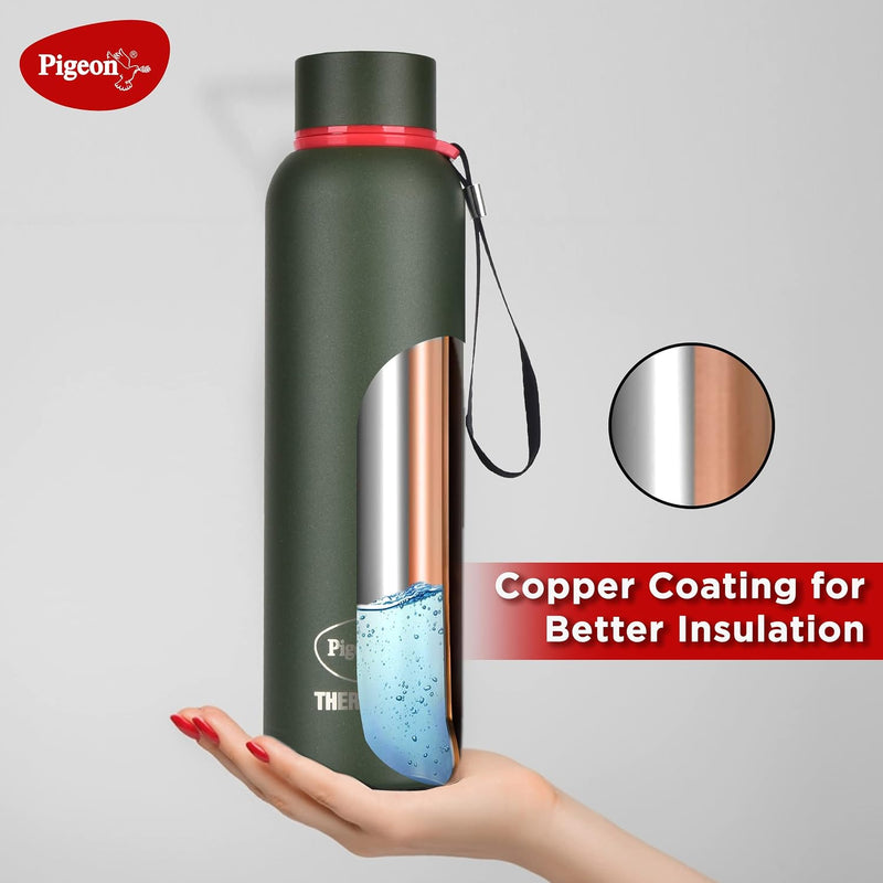 Pigeon by Stovekraft Croma Galaxy Stainless Steel Double Walled Leak Proof Thermos Water Bottle with Copper Coating Insi