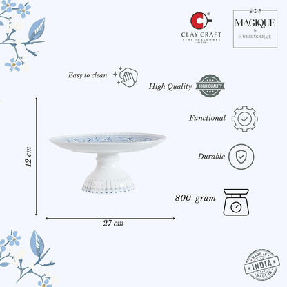 Magique by The Wishing Chair x ClayCraft : River of Flowers Ceramic Cake Stand - 10-Inch | Elegant Pedestal for Desserts and Pastries | Perfect for Cakes, Cupcakes, Tarts, and Pastries