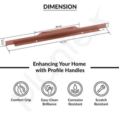 Plantex Profile Handle for Kitchen Cabinet/36 Inch Aluminium Drawer Profile Handle/Wardrobe Pull Handle for Home/Office/Hotel - Pack of 5 (Rose Gold) (Model APS-PF-1002)-3