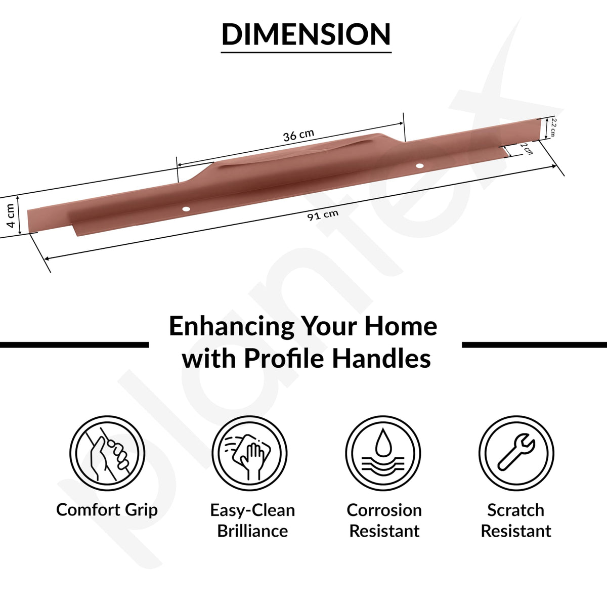 Plantex Profile Handle for Kitchen Cabinet/36 Inch Aluminium Drawer Profile Handle/Wardrobe Pull Handle for Home/Office/Hotel - Pack of 5 (Rose Gold) (Model APS-PF-1002)-3