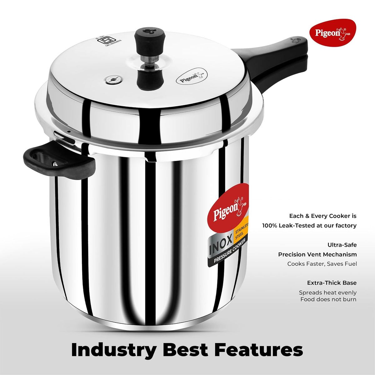 Pigeon by Stovekraft Inox Stainless Steel Pressure Cooker (Large)