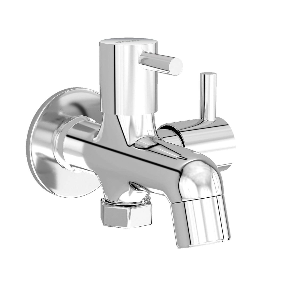 Plantex 2 in 1 Bib Tap with Brass Spincle and Wall Flange/Tap for Bathroom/Two Way Tap - (MKS-1275-Chrome)-1