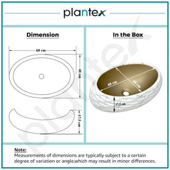 Plantex Table Top Wash Basin For Bathroom/Designer Ceramic Basin/Countertop Vessel Sink Basin - Indo-European Collection (White & Gold - 24 x 16 x 7 Inch)-3