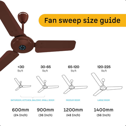 atomberg Ikano 900mm BLDC Ceiling Fan with Remote | BEE 5 star | High Air Delivery | LED Speed Indicator | Low Noise | Timeless Design with Power Saving | 3 Year Warranty | Gloss Brown