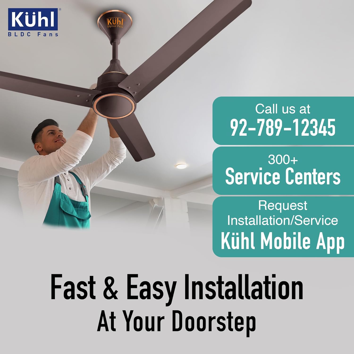 KUHL Arctis A4 1200 mm BLDC 65% Power Saving BLDC Ceiling Fan With Remote | BEE 5 Star Rated & ISI Marked | High Air Flow | 5 Year Warranty on Motor | Espresso | Free Installation