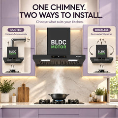 Faber Atom 90cm 1500m³/hr BLDC Autoclean Filterless T-Shape Chimney|Built In Oil Collector|Touch & Gesture Control|8Yr M