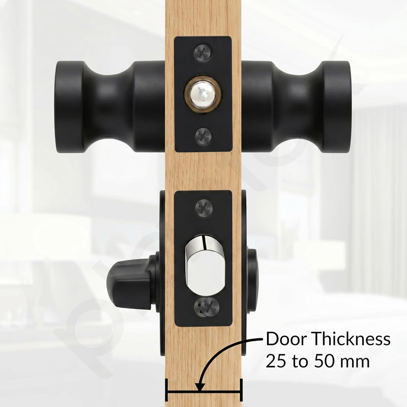 Plantex Bathroom Door Lock/Stainless Steel Pull Push Door Handle Lock Set/Keyless Lock Handle for Bathroom (Black, DTM-666)-4