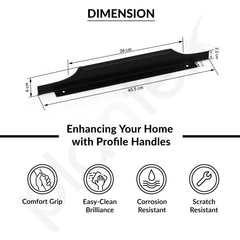 Plantex Profile Handle for Kitchen Cabinet/18 Inch Aluminium Drawer Profile Handle/Wardrobe Pull Handle for Home/Office/Hotel - Pack of 3 (Black) (Model APS-PF-1003)-3