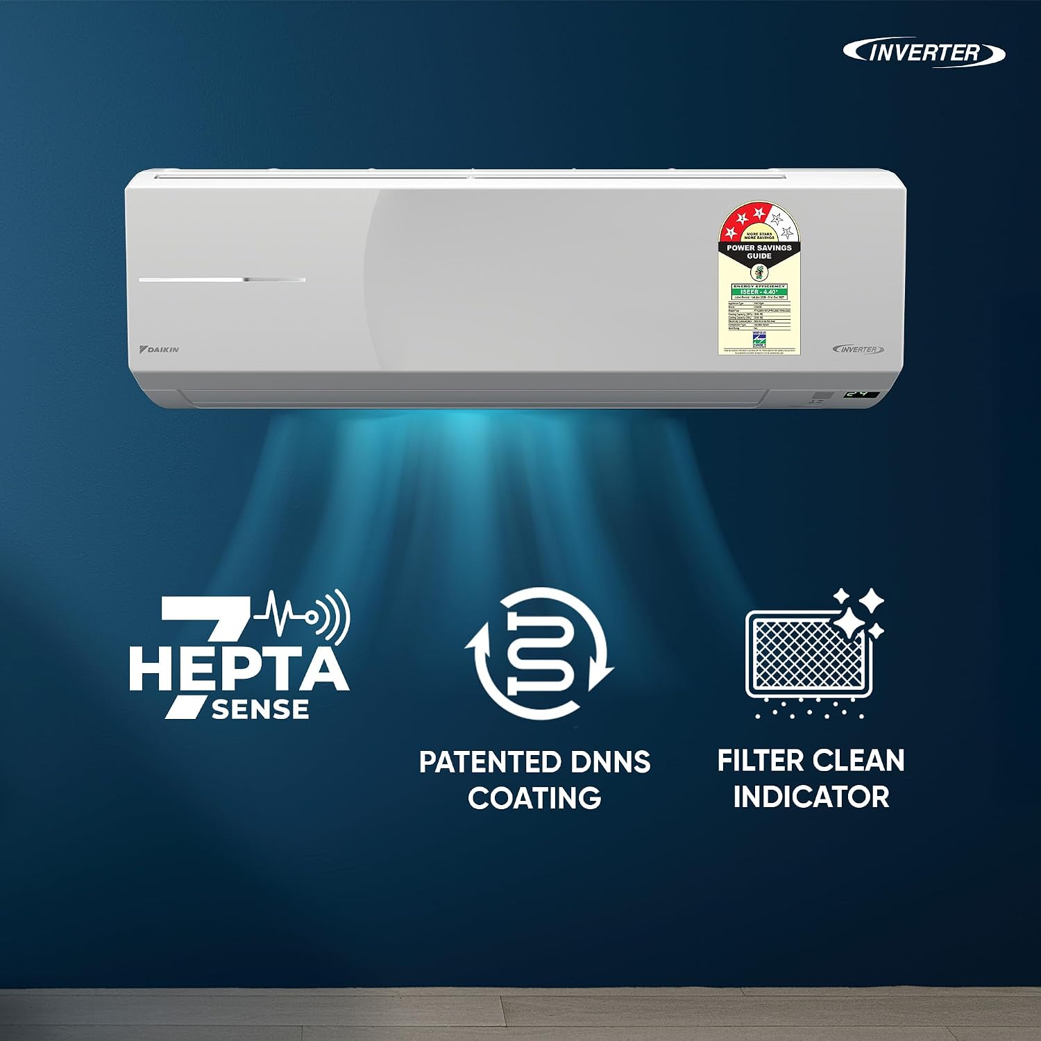 Daikin 1.5 Ton 3 Star Inverter Split AC (Copper, PM2.5 Filter, FTKL50XV16, White)