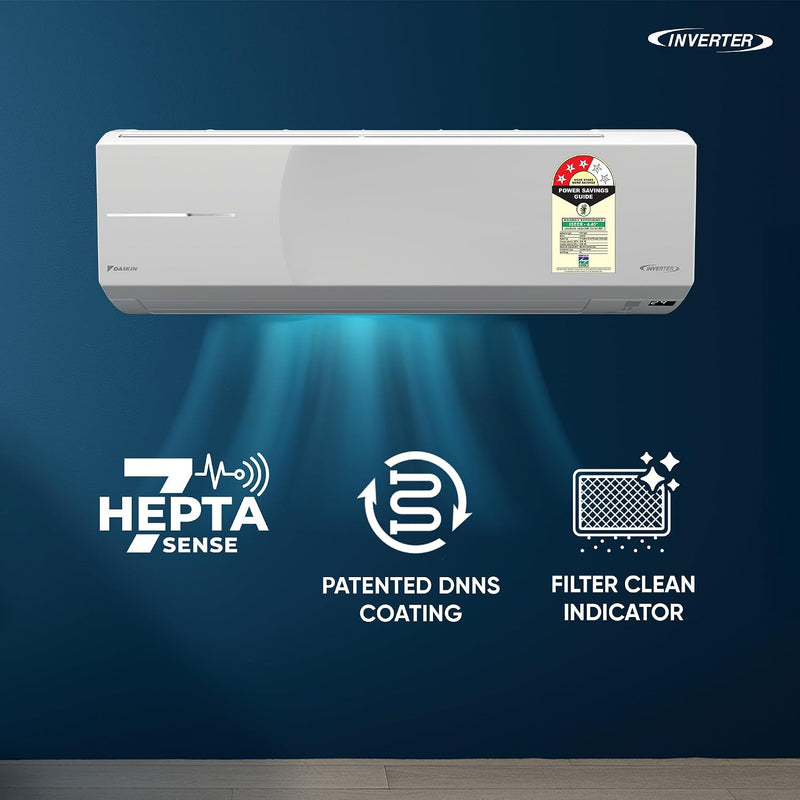 Daikin 1.5 Ton 3 Star Inverter Split AC (Copper, PM2.5 Filter, FTKL50XV16, White)