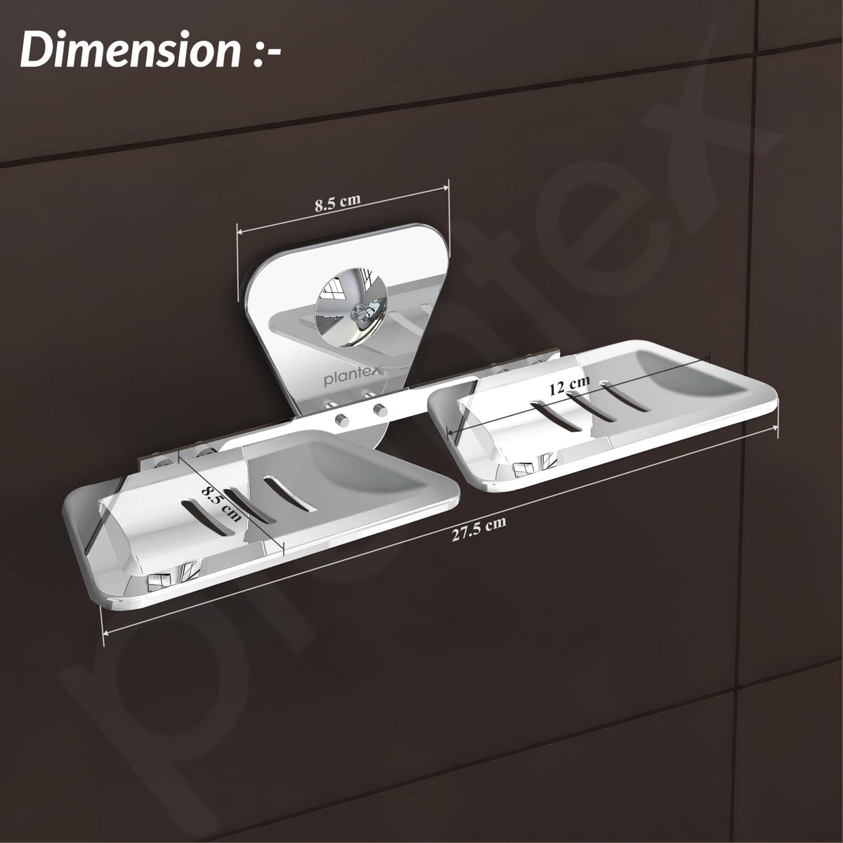 Plantex Stainless Steel Chrome Finish Double Soap Dish Stand/Wall Mounted Soap Holder - Bathroom Accessories-4