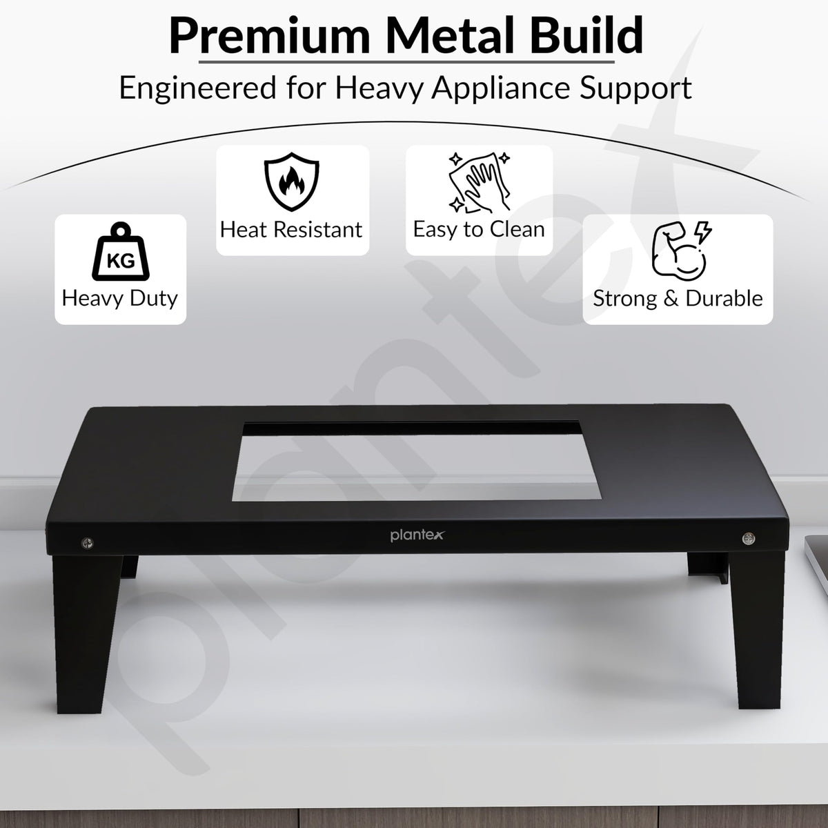 Plantex Metal Oven Stand/Microwave Stand for Kitchen Platform/Easy to Screw-Fit & Assemble OTG Rack/Kitchen Storage Shelf Metal (Black)-2