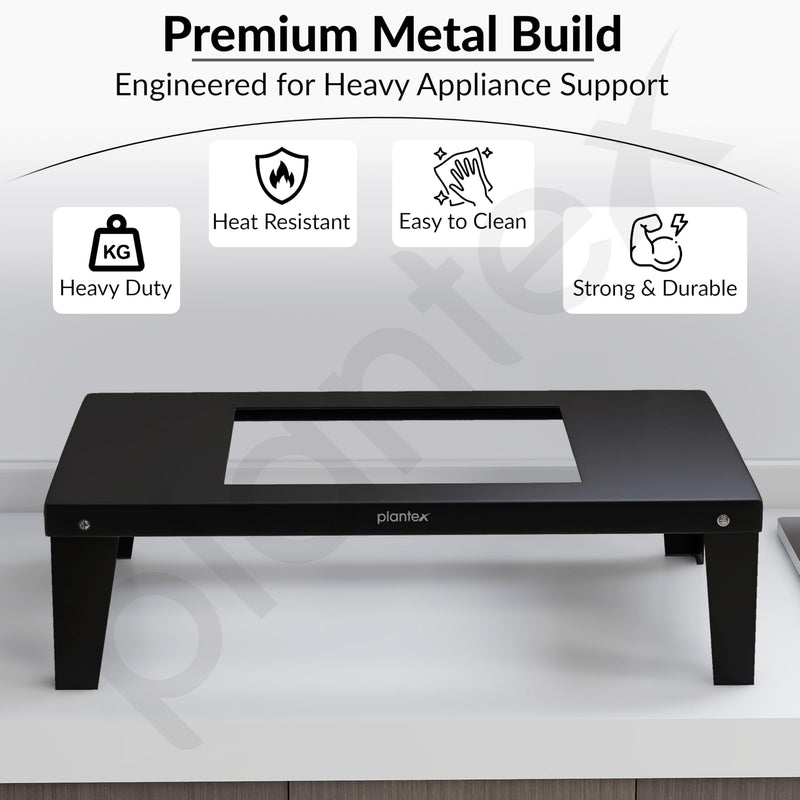 Plantex Metal Oven Stand/Microwave Stand for Kitchen Platform/Easy to Screw-Fit & Assemble OTG Rack/Kitchen Storage Shelf Metal (Black)-2
