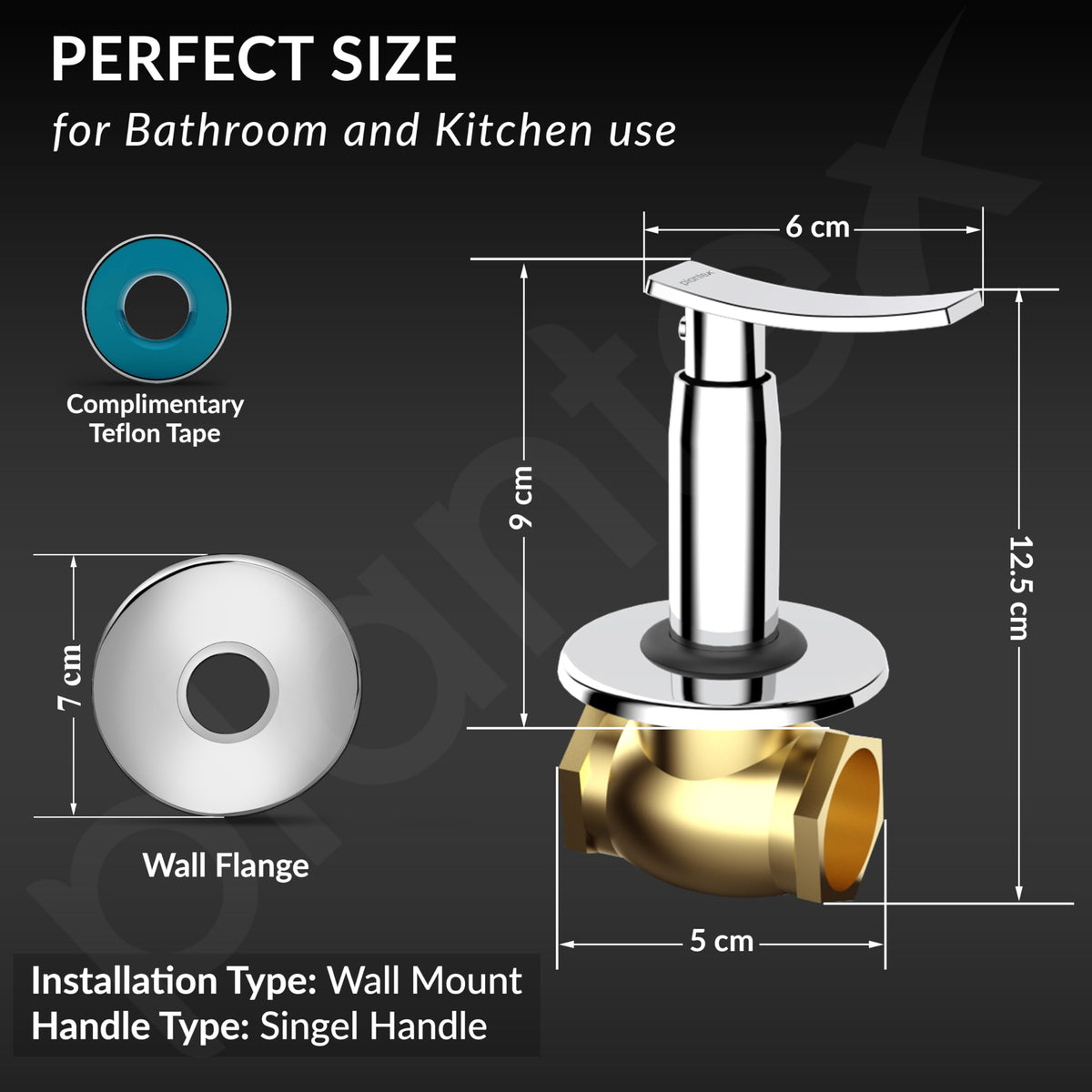 Plantex Pure Brass 25 mm Toilet Flush Valve for Toilet with Teflon Tape & Brass Wall Flange for Commercial & Residential Use-(Star, Chrome)-5