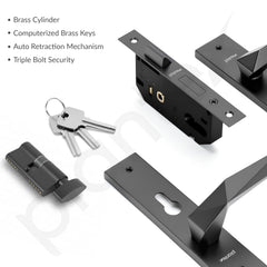 Plantex Door Lock for Home /6-Lever Lock Mechanism with 3 Years of Warranty/Heavy-Duty Door Lock Handle Set with 3 Keys, Brass Lock Body & Cylinder - (8129-Grey)-4