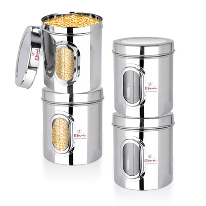 Ebun Stainless Steel See Through Small Containers | Small Containers with Capacity 200 Grams | Pack of 6 Pcs Combo, Silver