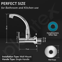Plantex Pure Brass Kitchen Taps for Home Sink/Tap for Kitchen Basin with 360° Swivel Spout and Water Saving Aerator/Water Tap with Brass Wall Flange-7 Year Warranty (AQ-1410- Chrome)-4