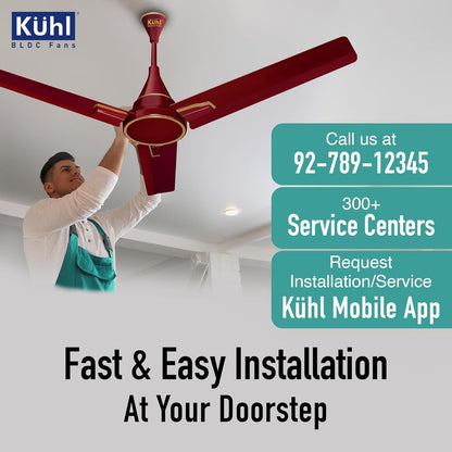KUHL Prima A1 1200MM Decorative Power Saving BLDC Ceiling Fan With Remote | 29W | Saves Upto 65% Electricity | 5 stars | High Air Flow | Stylish Design | Brown