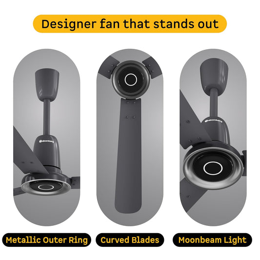 atomberg Studio Nexus 1200mm BLDC Ceiling Fan with IoT & Remote Control | BEE 5-star | New Blade Design | High Air Delivery with Moonbeam Light | Low noise | 5 Year Warranty| Pebble Grey