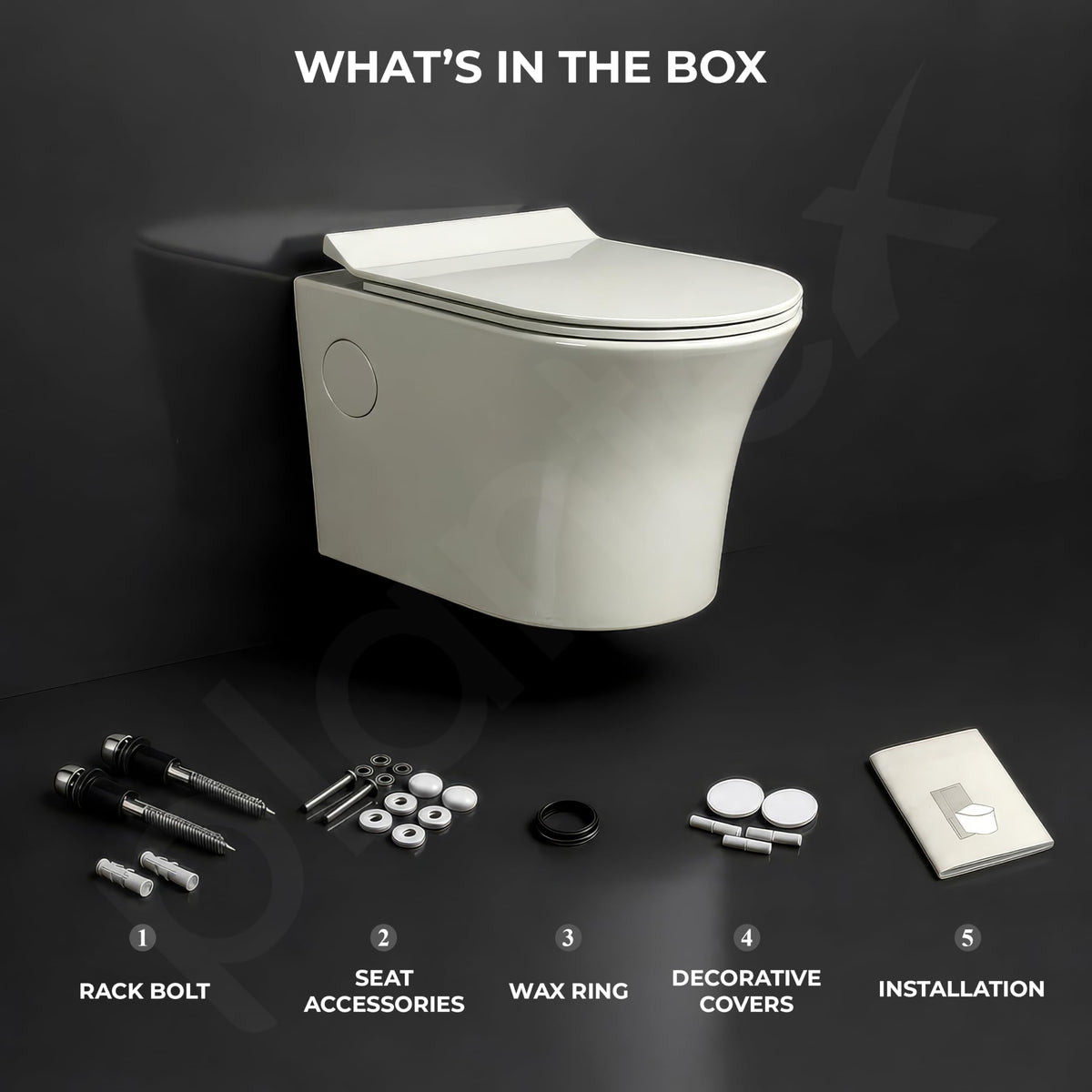 Plantex Platinum Ceramic Wall Hung Western Commode/Rimless Washdown Commode for Toilet/Western Toilet With Soft Close Toilet Seat - P Trap (Thunder)-6