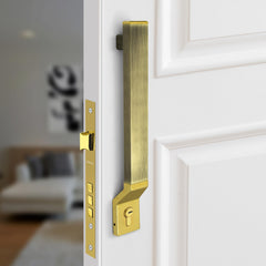 Plantex 15 Inch Door Handle with Lock/Stainless Steel Handle Set for Home/Office/Door Accessories - Pack of 1 (Brass Antique & Gold)-1