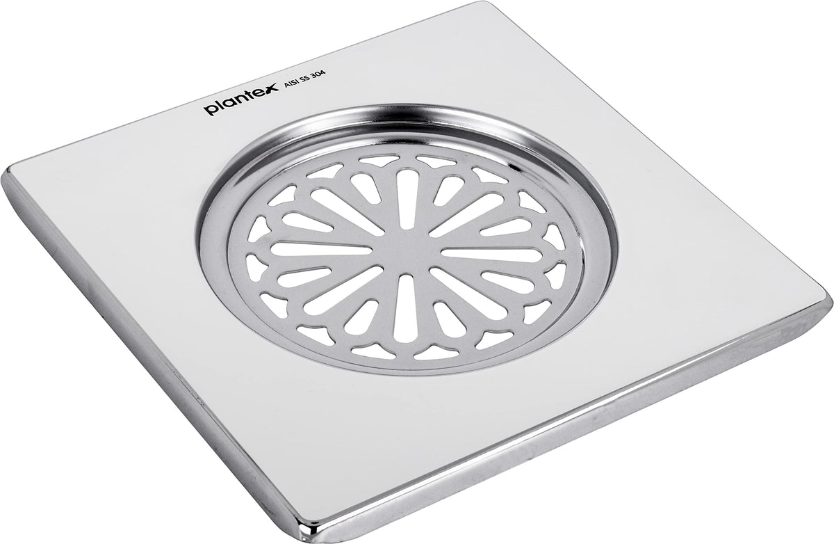 Plantex 304 Grade Stainless Steel Bathroom Drain Cover/Floor Drain/Drainage Cover/Bathroom Drain Jali (6x6 inches) - Chrome-1