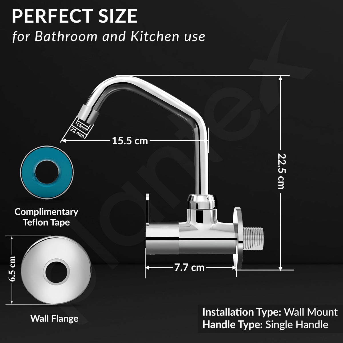 Plantex Pure Brass Kitchen Sink Tap with 360° Extended Swivel Spout/Basin Tap with Water Saving Aerator/Sink Tap for Kitchen Basin with Brass Wall Flange-7 Year Warranty (FLO-810- Chrome)-4