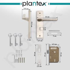 Plantex Heavy-Duty Door Lock Set - Main Door Lock Handle Set/ 6-Lever Lock Mechanism with 3 Years of Warranty/Mortise Lock with 3 Keys, Brass Lockbody (Matt)-3