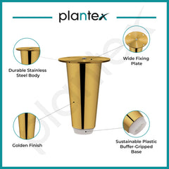 Plantex Heavy Duty Round 4 inch Spare Sofa Legs for Bed Furniture/Sofa Legs for Furniture Fitting/Table Legs/Sofa Leg Set of 2 pcs (Gold) (Model APS-DTS-53)-4