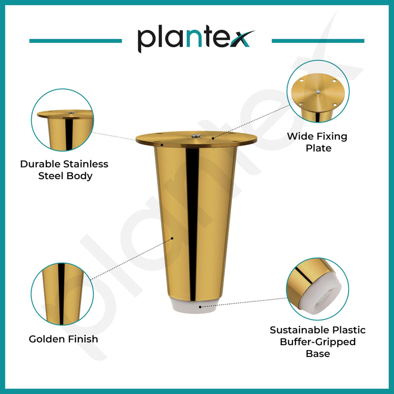 Plantex Heavy Duty Round 4 inch Spare Sofa Legs for Bed Furniture/Sofa Legs for Furniture Fitting/Table Legs/Sofa Leg Set of 2 pcs (Gold) (Model APS-DTS-53)-4