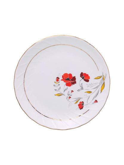 Clay Craft Fine Quality Ceramic Printed Dinner Set 18 Pieces Set, White, (MW-159), For Family of 6, Dinner Set Ceramic, Crockery Set, Dining Set for Dinner, Plates and Bowls Set, Crockery Set for Gift