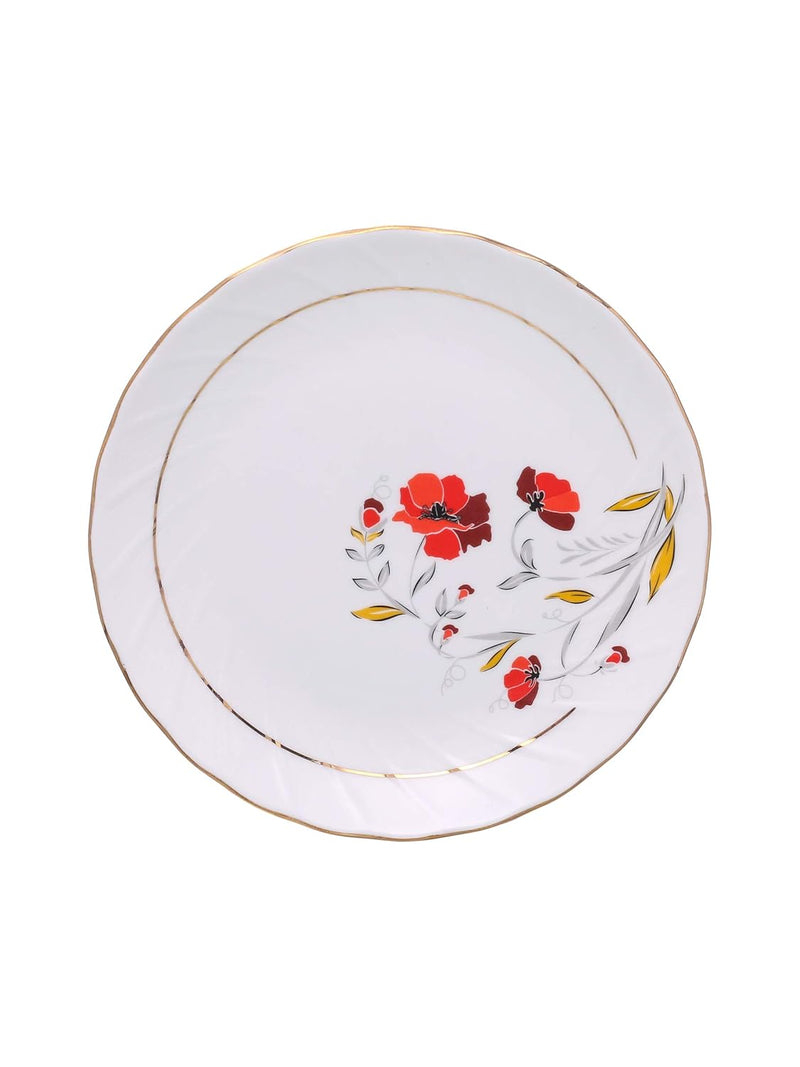 Clay Craft Fine Quality Ceramic Printed Dinner Set 18 Pieces Set, White, (MW-159), For Family of 6, Dinner Set Ceramic, Crockery Set, Dining Set for Dinner, Plates and Bowls Set, Crockery Set for Gift