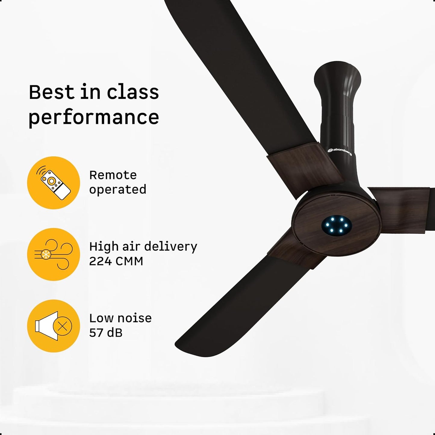atomberg Studio+ 1200mm BLDC Ceiling Fan with Remote Control | BEE 5 star Rated Energy Efficient Ceiling Fan | High Air Delivery with LED Indicators | 2+1 Year Warranty (Earth Brown)