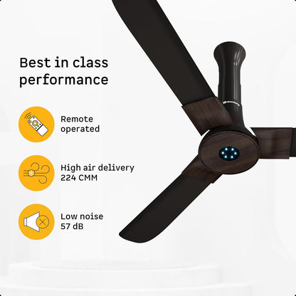 atomberg Studio+ 1200mm BLDC Ceiling Fan with Remote Control | BEE 5 star Rated Energy Efficient Ceiling Fan | High Air Delivery with LED Indicators | 2+1 Year Warranty (Earth Brown)
