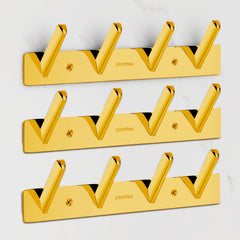 Plantex Wall Hooks for Hanging Cloth/Stainless Steel Towel Hangers/Bathroom Robe Hooks/Door Hangers/Square Wall Hook/Hook Rail for Hanging Keys - 4 Hooks (Pack of 3, PVD Gold)-1