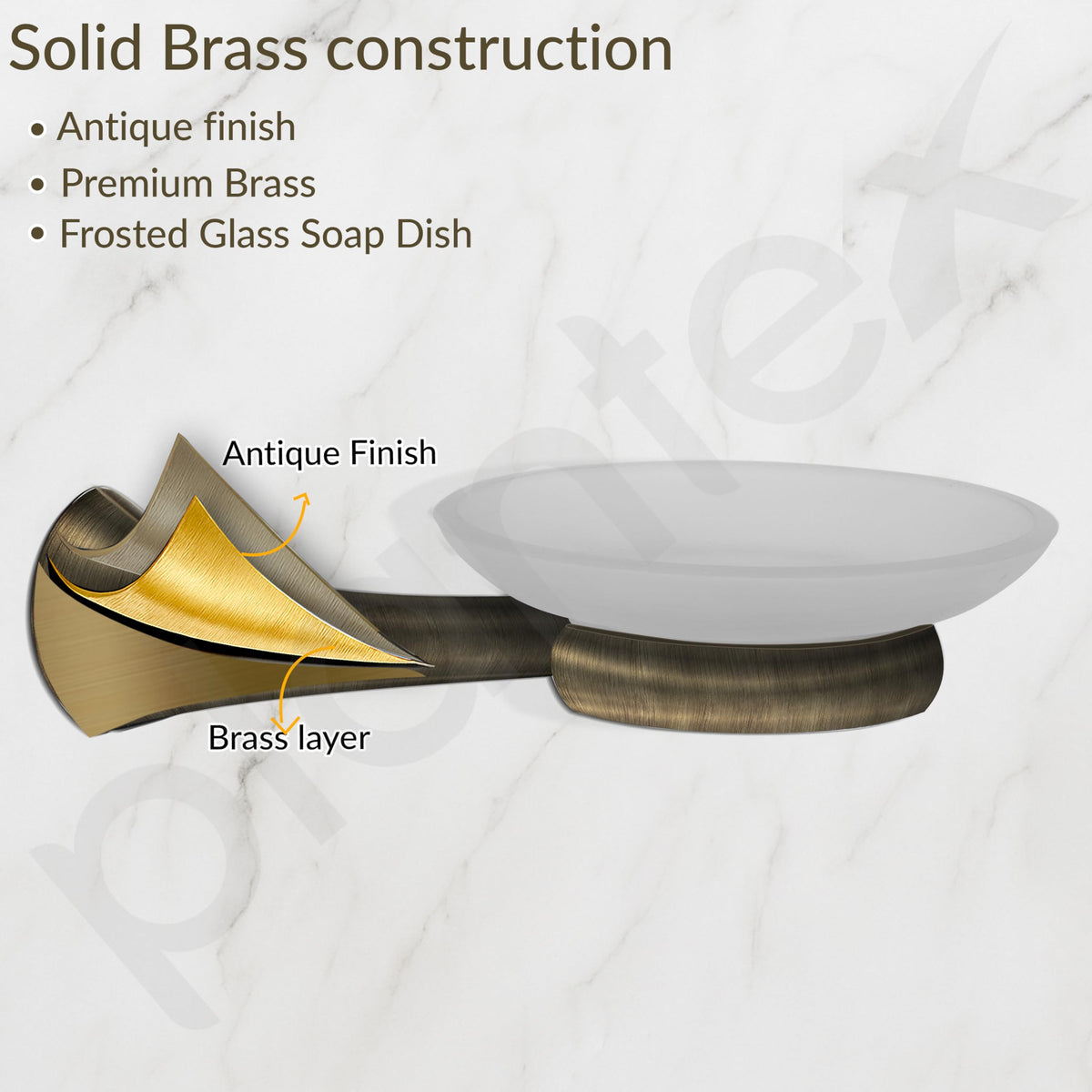 Plantex Smero Pure Brass Glass Soap Holder for Bathroom & Kitchen/Soap Stand/Case/Dish/Bathroom Accessories - Contrive (Rich Antique)-3