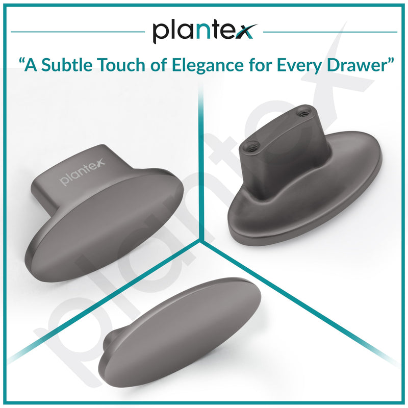 Plantex Knobs for Drawer | Cabinets Drawer Knobs | Pull-Push Knobs for Kitchen & Bedroom Drawer - Pack of 10 (Oval, Black Nickel Matt)-4