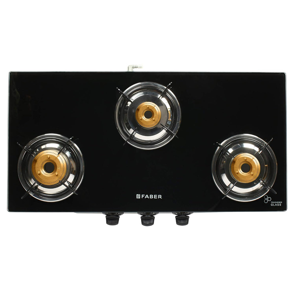 Faber Jumbo SS 3 Brass Burner Cooktop | 1 Jumbo, 1 Medium, 1 Small | Drip Tray | Toughened Glass | SS Finish | Ergonomic