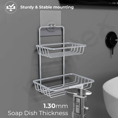 Plantex Self Adhesive Soap Holder for Bathroom/Stainless Steel Soap Dish/Wall Mounted 2 Layer Soap Holder/Bathroom Accessories - Pack of 2 (Chrome)-4