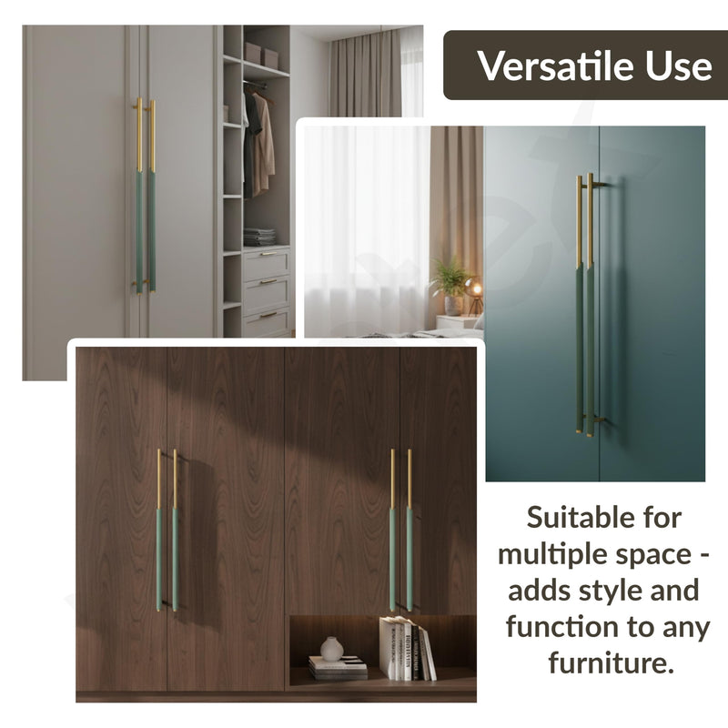 Plantex Stainless Steel & Aluminium Cabinet Handle/600mm Wardrobe Door Handle/Cupboard Pull-Push Handles for Home/Office - Pack of 1 (Green & Gold)-6