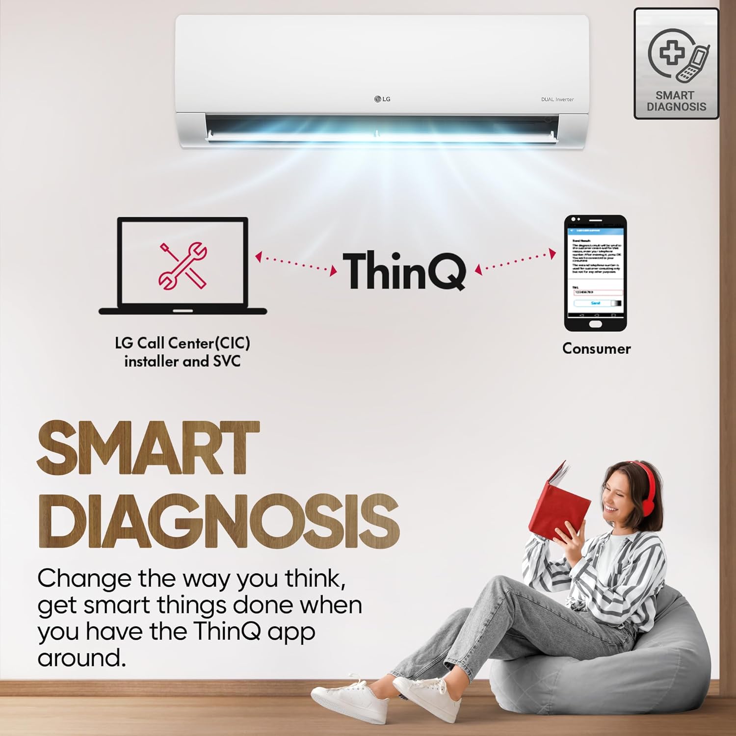 LG 1.5 Ton 3 Star DUAL Inverter Split AC (Copper, AI Convertible 6-in-1, VIRAAT Mode, Diet Mode+, Faster Cooling & Energy Saving, HD Filter with Anti-Virus Protection, US-Q18TNXE1, White)