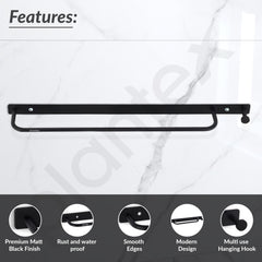 Plantex Towel Holder for Bathroom/Stainless Steel 24 inch Towel Rod/Towel Bar/Towel Hanger/Bathroom Accessories -Pack of 1 (Black)-2
