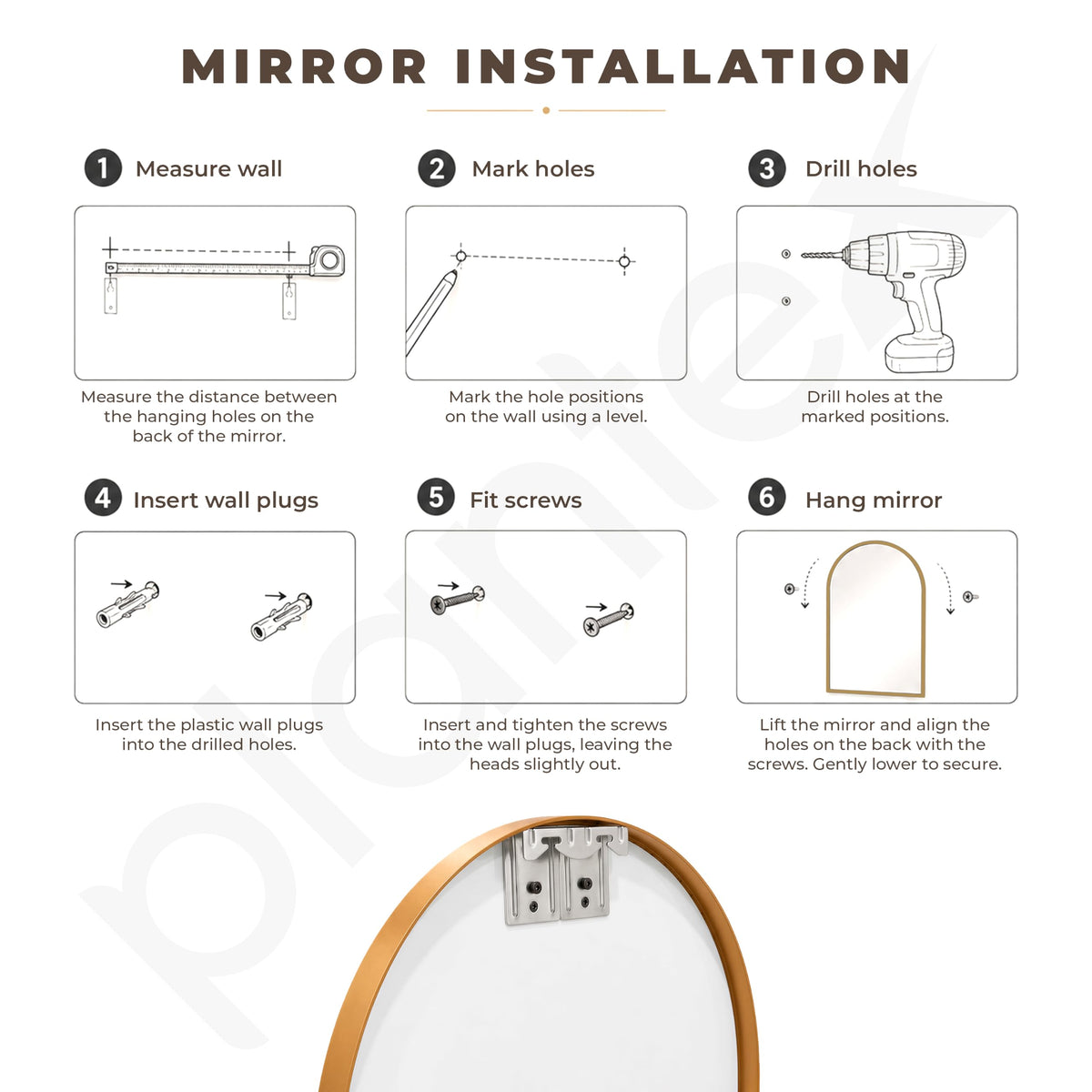 Plantex Aluminium Frame Mirror for Bathroom/Wall Mount Half-Capsule Mirror for Bedroom/Dressing Room/Living Room/Entryway - (Gold, 18x24 Inch)-6