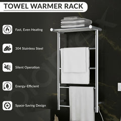 Plantex /304 Grade Stainless Steel Electric Heated Towel Rail for Bathroom/4-Bar Wall Mounted Towel WarmerTowel Bar/Fast Heating & Rust Proof - (Chrome, 900mm X 500 X 250mm)-2