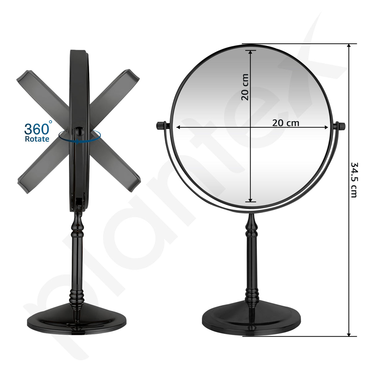 Plantex Premium Brass Magnifying Mirror/Dual Side Shaving Mirror for Bathroom with 5x/1x Magnification/Tabletop Vanity Hand Mirrors Stand (8 Inch-Black/Tabletop)-5