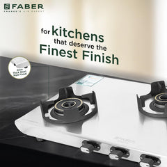 Faber Ember Stainless Steel Cooktop | 3 Brass Burners (Jumbo, Medium & Small |Manual Ignition | Diamond-Coated Pan Suppo