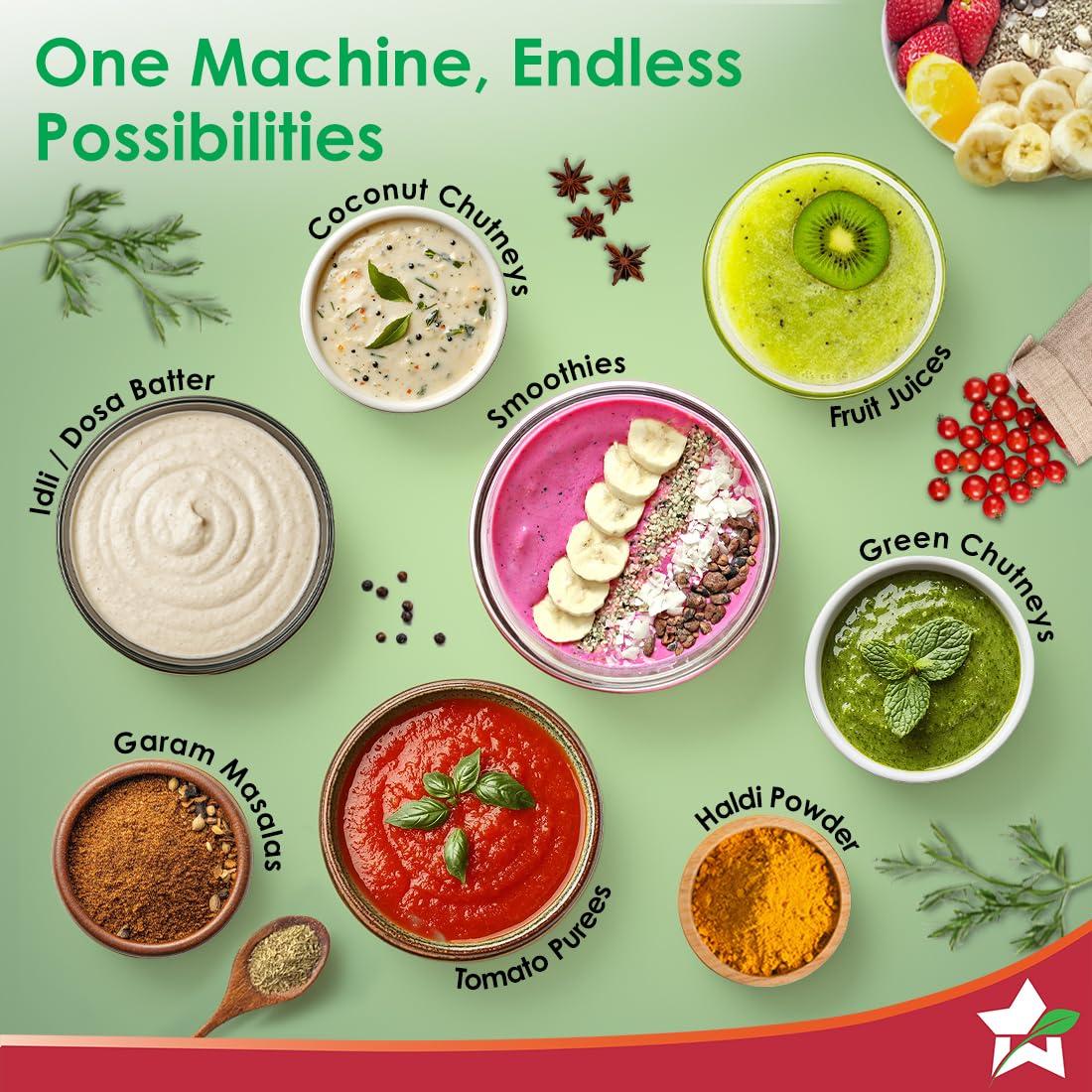 Wonderchef Vista Mixer Grinder | 4 Multi-purpose Jars | 750W | Sharp Stainless-steel Blades | For Masalas, Chutneys, Fresh Fruit Juices | 3-Speed Control | Advanced Safety Features | 2-Year Warranty
